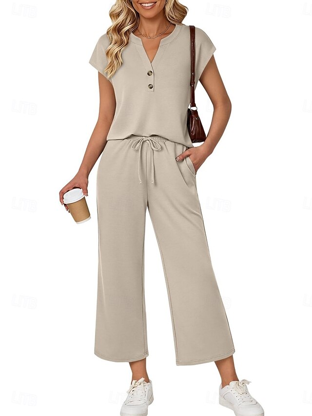 Women's Pants Sets Bolero Top Short Sleeve Crew Neck Solid
