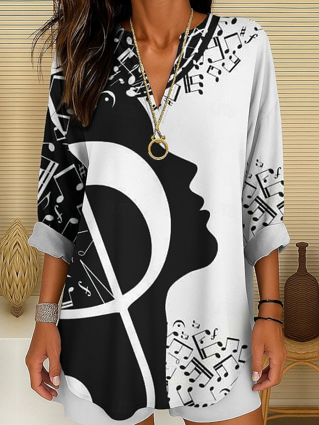 Music Festival Women's Blouse Linen Like Breathable