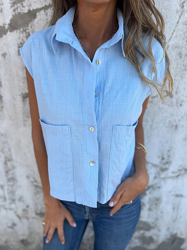 Women's Cotton Linen Camisole Tank Top Solid Color Basic