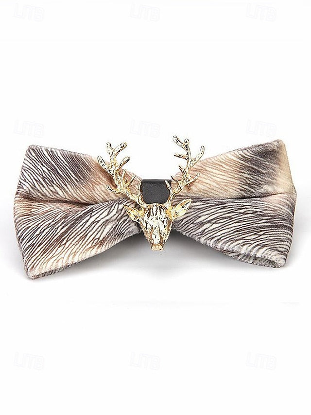 Men's Tie Bow Gold Deer Head with Pin Velvet