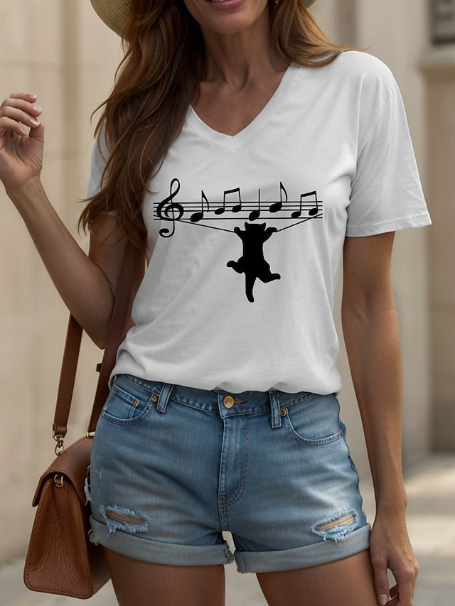Women's Blouse Print Graphic Cat Letter Vintage Stylish