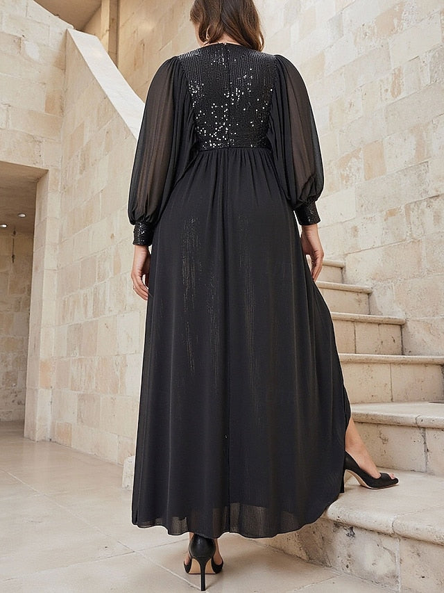 Dress Sparkle A-Line Black Bride the Plus Size Mother of