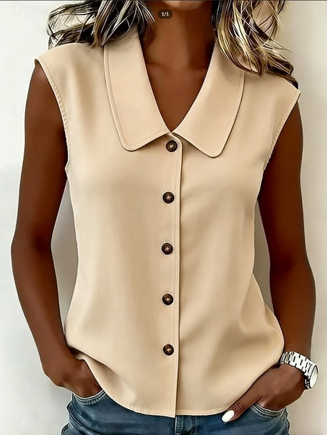 Women's Blouse Buttons Solid Color Daily Stylish Basic