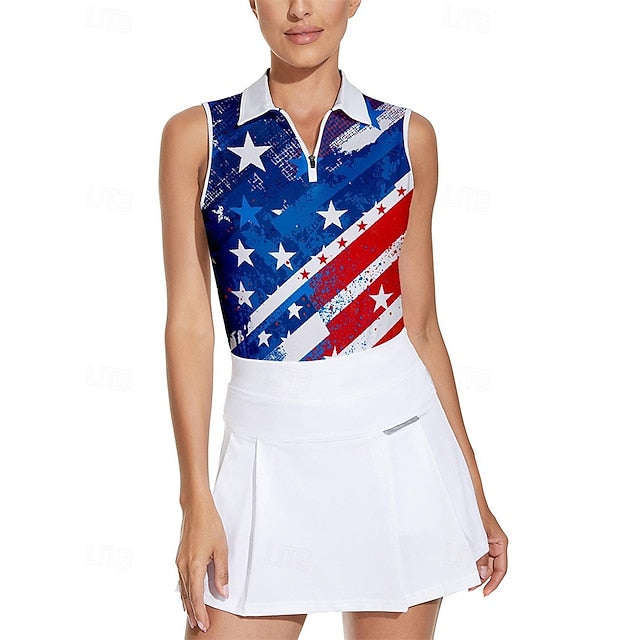 Women's National Flag Tennis Shirt Sleeveless Print UPF50+