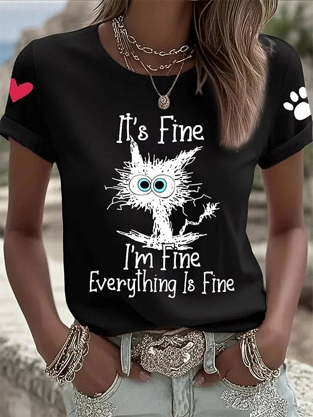 Women's T Shirt Print Graphic Letter Vintage Fashion