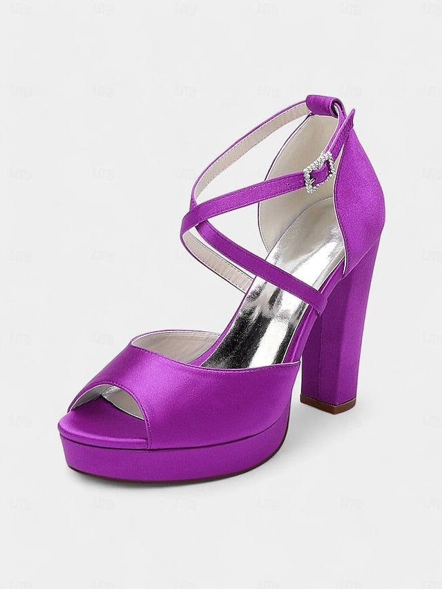 Toe Platform Satin with and Women's Peep High Heel Sandals