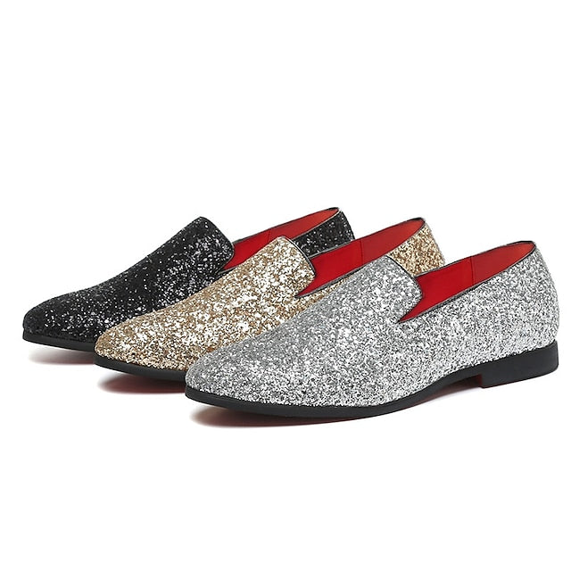 Slip-On Silver Men's and Glitter Loafers Design with