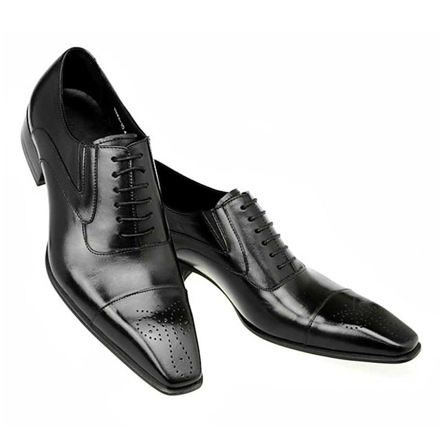 Men's Black Faux Leather Oxford Dress Shoes