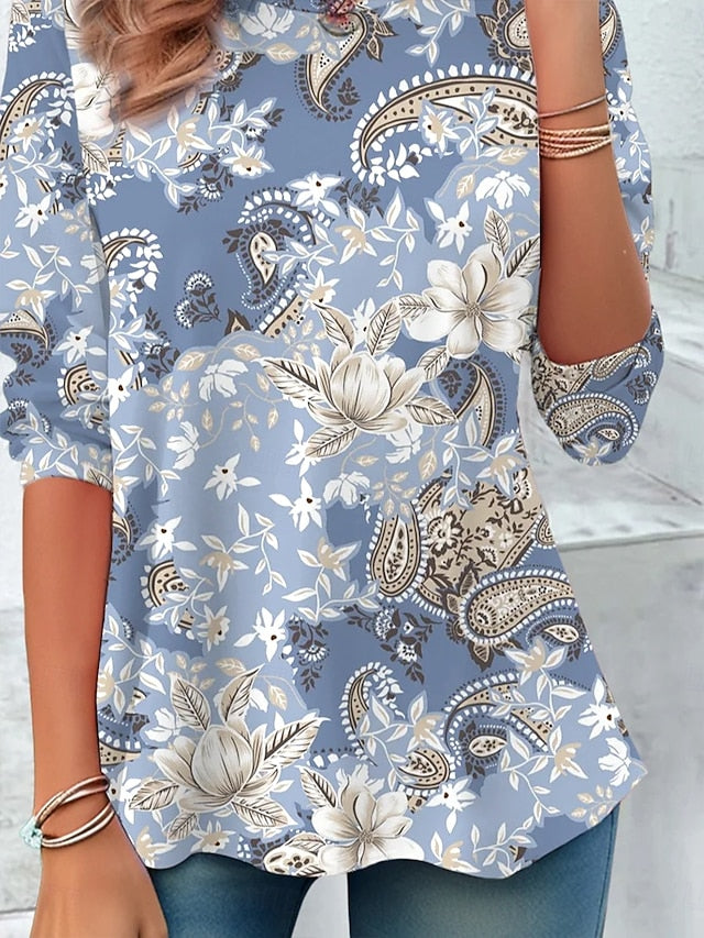 Women's Blouse Print Floral Graphic Paisley Vintage
