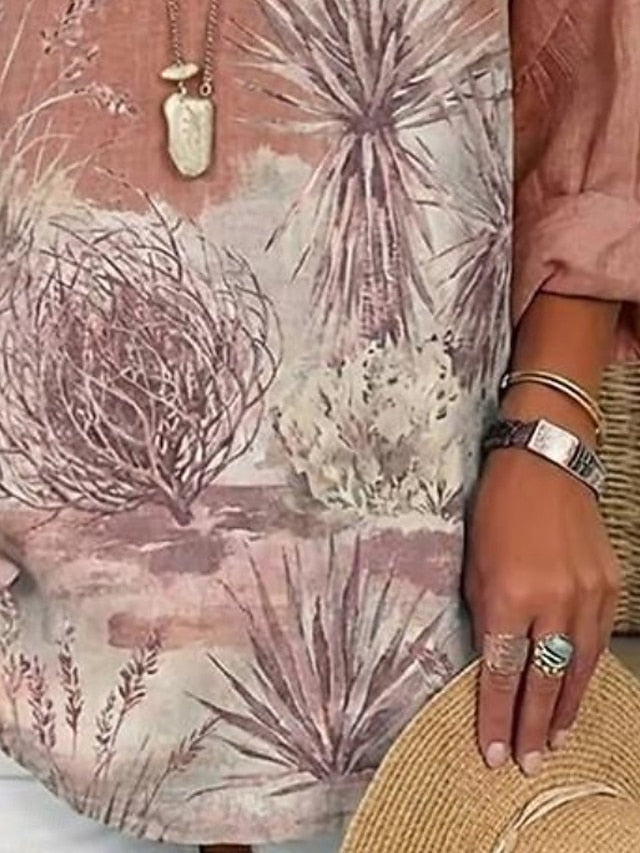 Women's Shirt Tunic Print Graphic Flower Vintage Daily