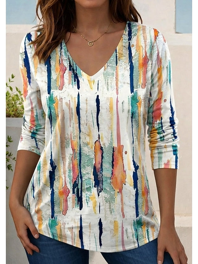 Women's T Shirt Print Floral Graphic Gradient Elegant