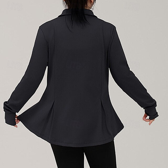 Women's Yoga Jacket Workout Outfits Lapel Lightweight Full