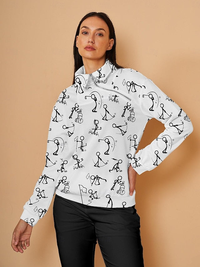 Women's Golf Pullover Sweatshirt Pink Long Sleeve Top