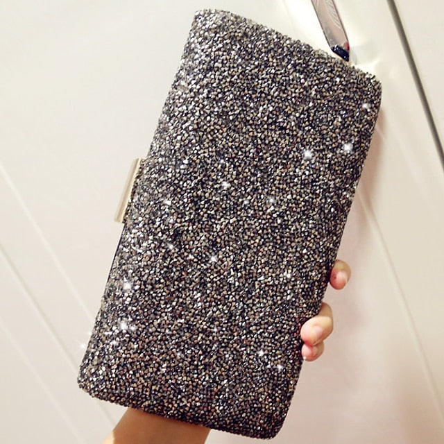 Women's Silver Glitter Clutch