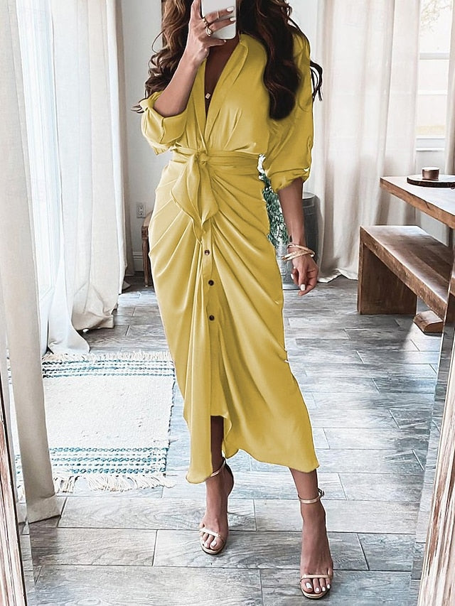 Women's Midi Dress Sheath Dress Chiffon Dress Fashion