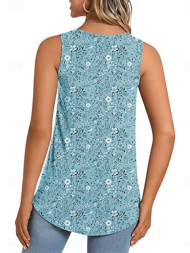 Women's Blouse Ruched Print Floral Active Casual Sleeveless