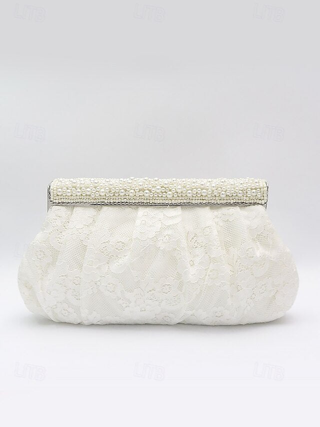 Bag Women's Evening Clutch Black Beaded with Elegant Lace