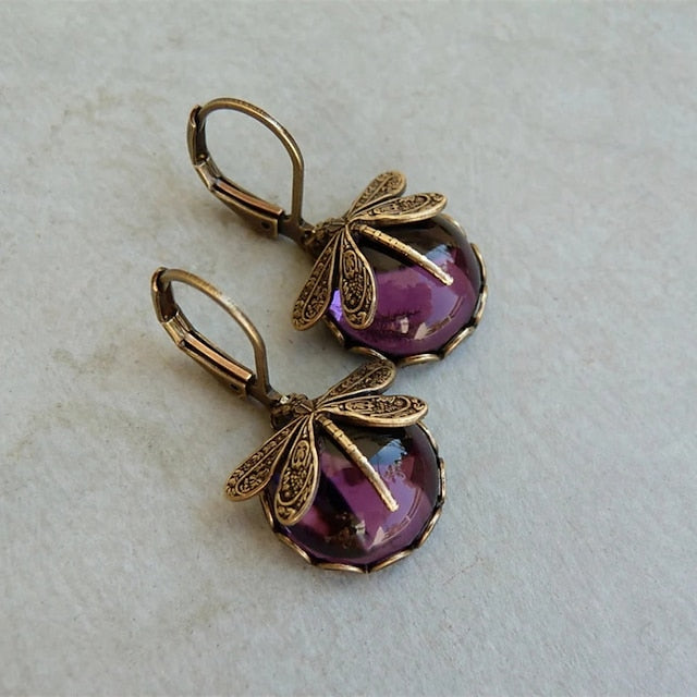 Boucles d'oreilles femme style vintage libellule