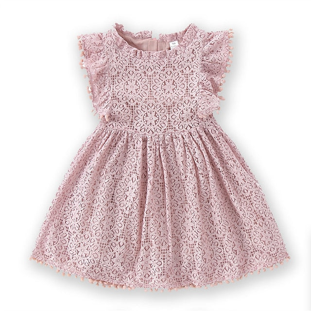 Solid Color Sleeve Girls' Short Party Dress Kids