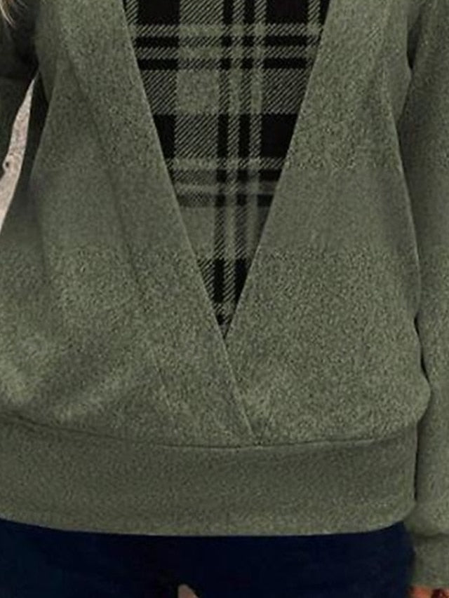 Women's Shirt Blouse Print Plaid Stylish Basic Casual Long