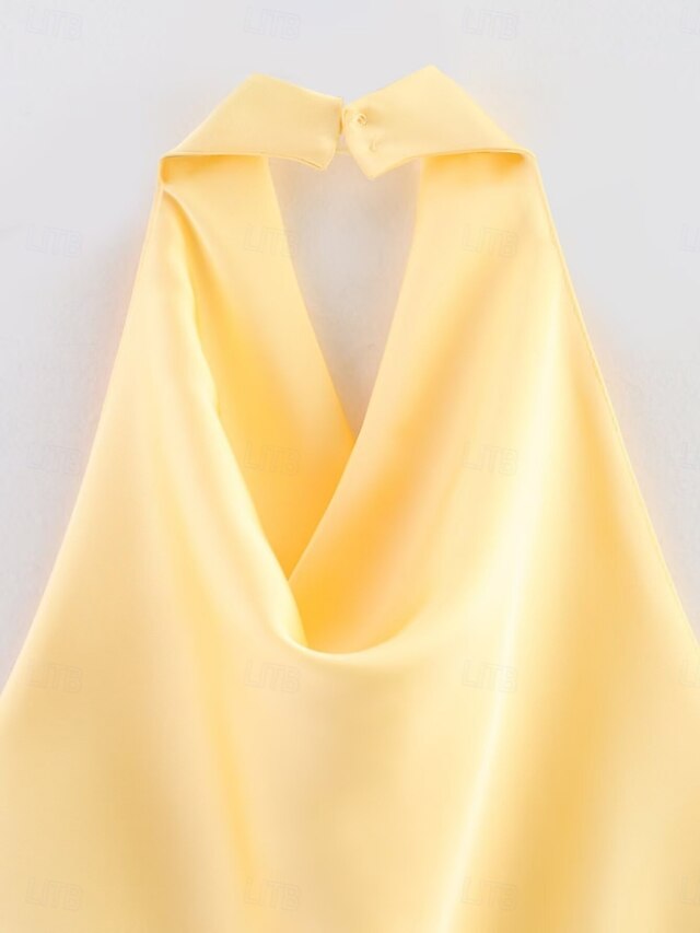 Women's Shirt Satin Shirt Blouse Sleeveless Shirt Plain