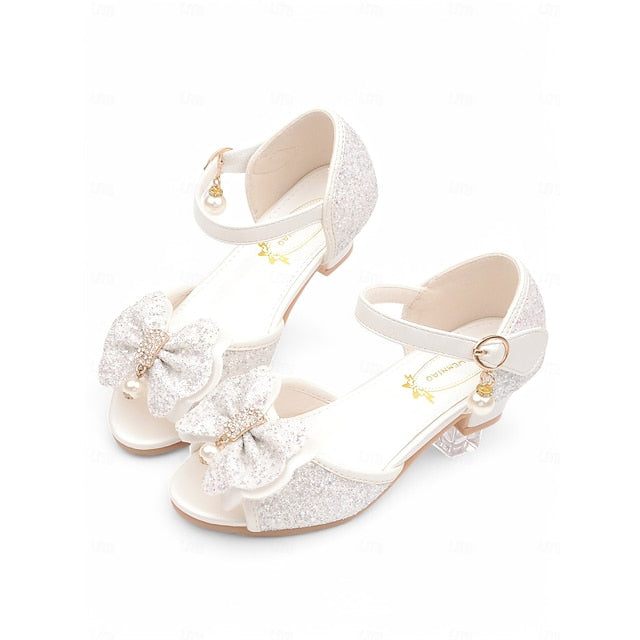 Glitter with Pearl Sandals Purple Bow Girls' Accent