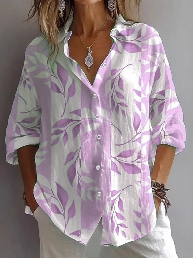 Women's Shirt Linen Like Breathable Lightweight Button Down