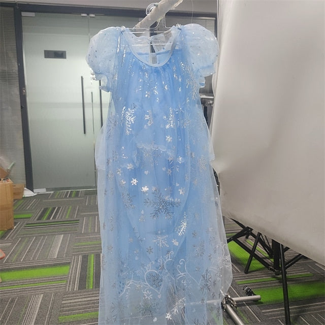 Cosplay Frozen Elsa Cloak Dress Princess Girl Flower