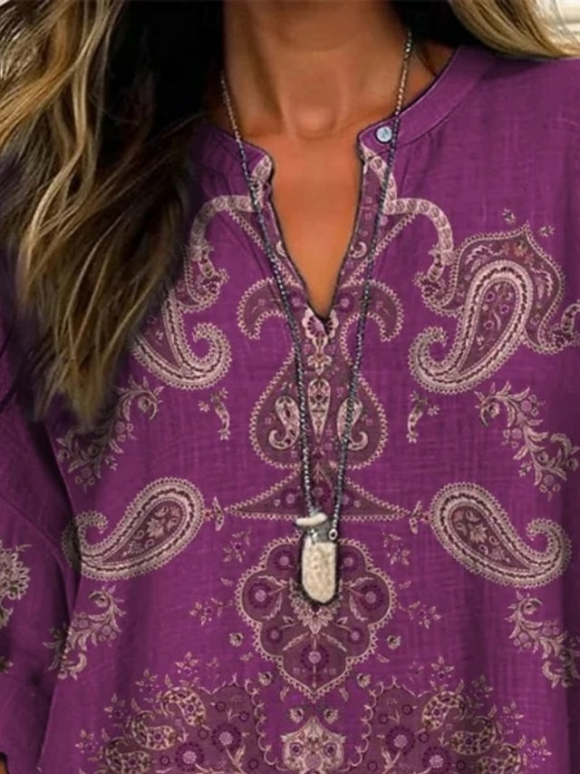 Women's Shirt Buttons Print Sparkly Vintage Daily Casual
