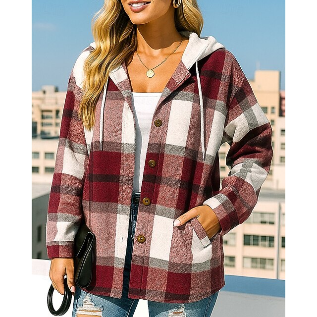 Women's Hoodie Jacket Long Coat Drawstring with Pockets