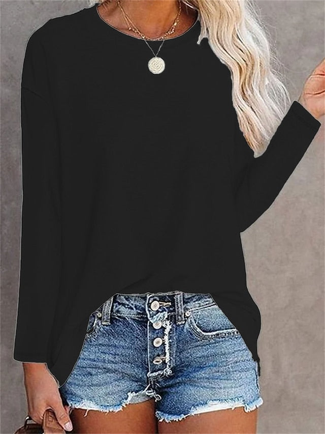 Women's T shirt Long Sleeve Crew Neck Long Sleeve Tunic