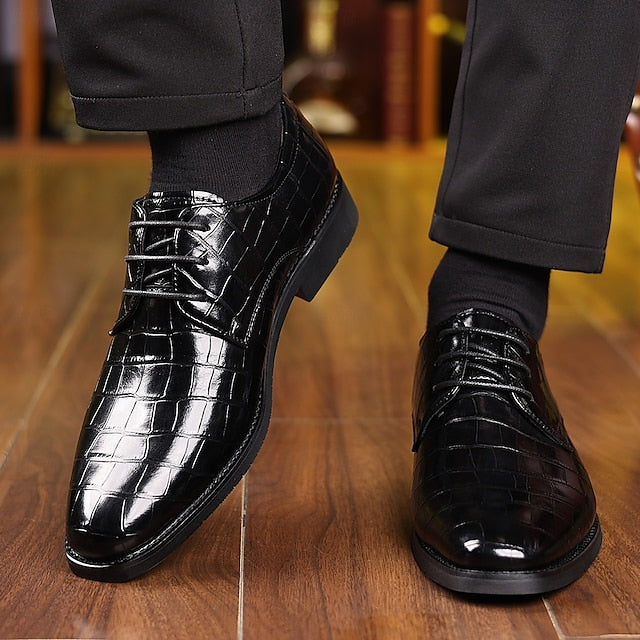 Leather Green Oxford Print Men's – Crocodile Shoes Faux