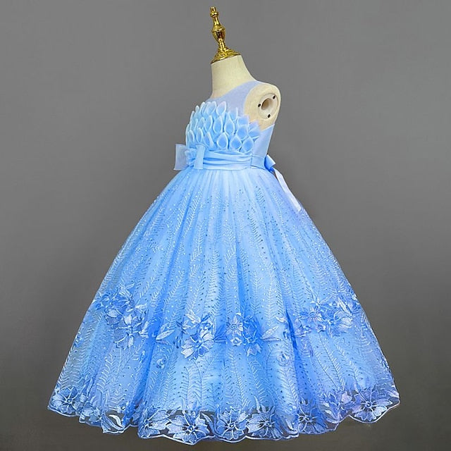 Girl Dress Girls' Flower Colored Solid Kids