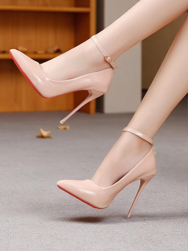 with Stiletto Ankle Heels Women's Black Leather Patent