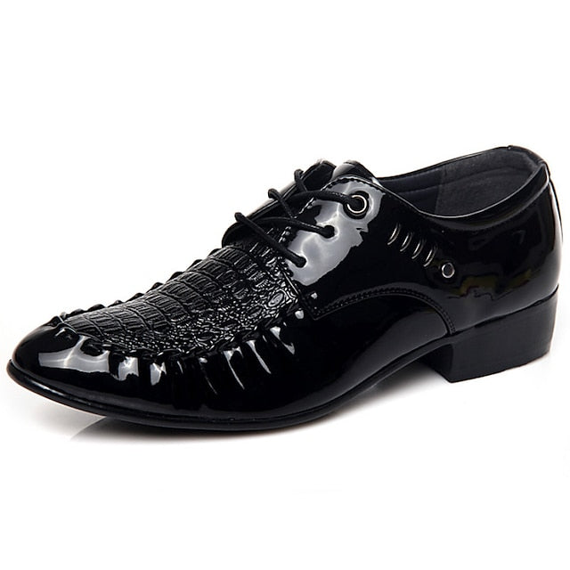 Patent Crocodile - Black Shoes Faux Leather Men's