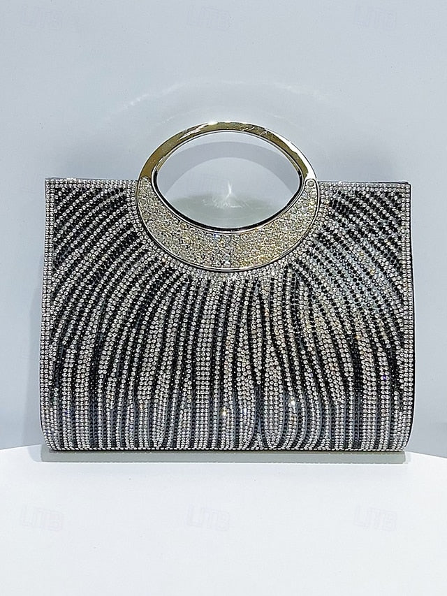 Women's Clutch Bag with – Handle Rhinestone Evening Round