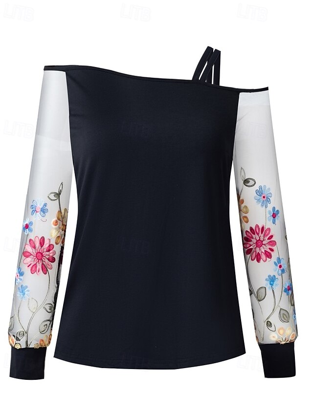 Women's Blouse Floral Stylish Modern Casual Long Sleeve