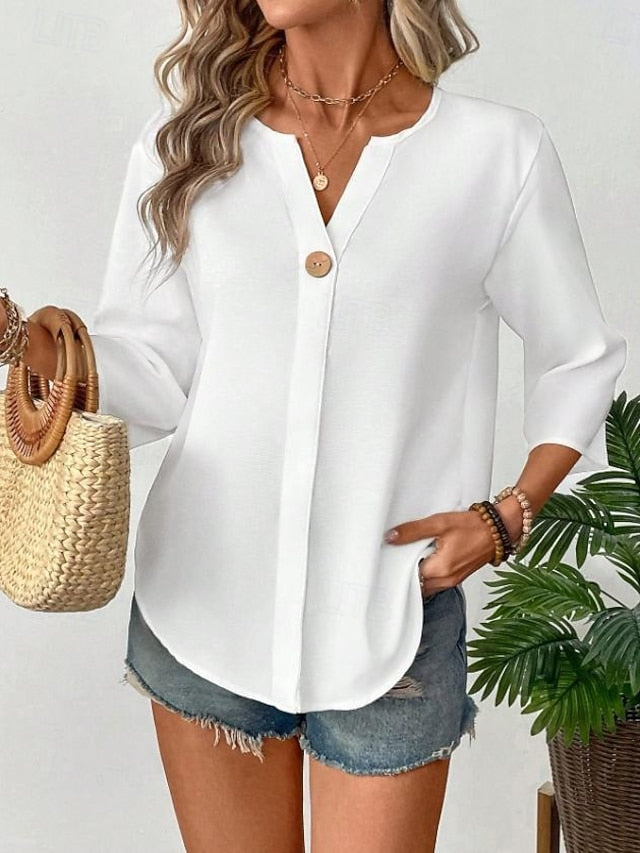 Women's Summer Shirt Casual Shirt Blouse Buttons Pullover