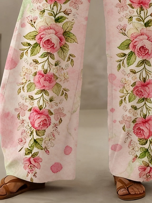 Women's Wide Leg Chinos Pants Trousers Vacation Bohemian