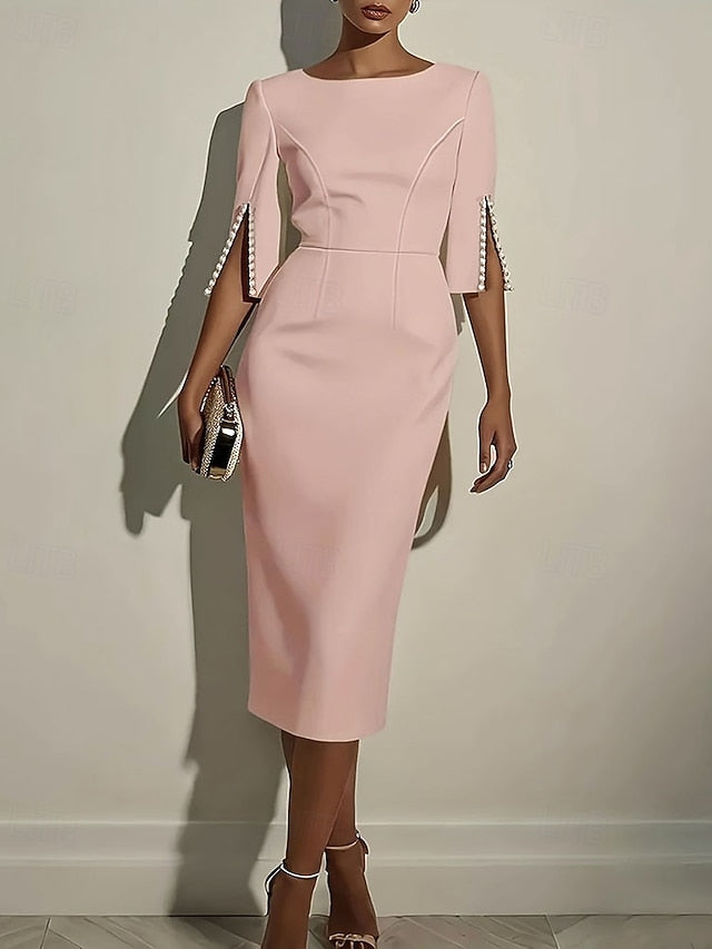 Women's Midi Dress Black Dress Sheath Dress Elegant Fashion