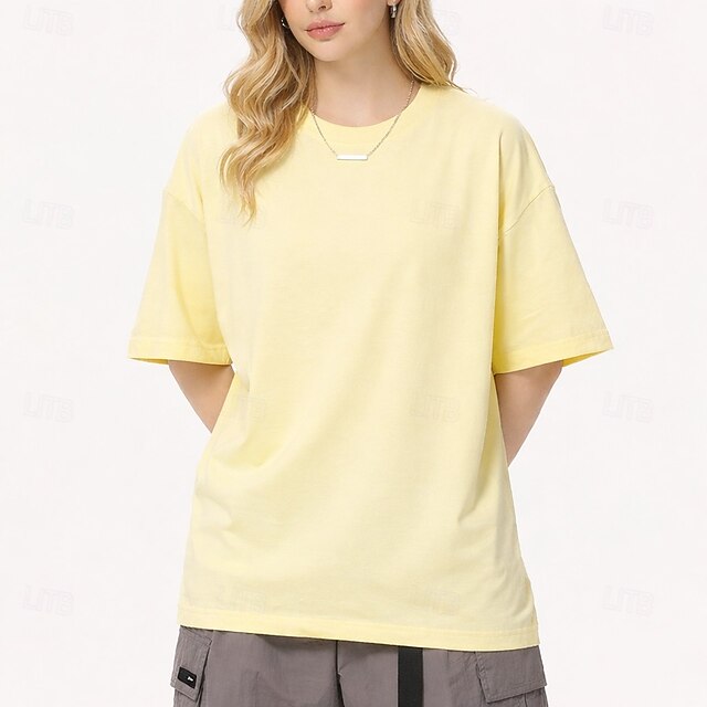 Women's Tee 100% Cotton Solid Color Stylish Casual Short