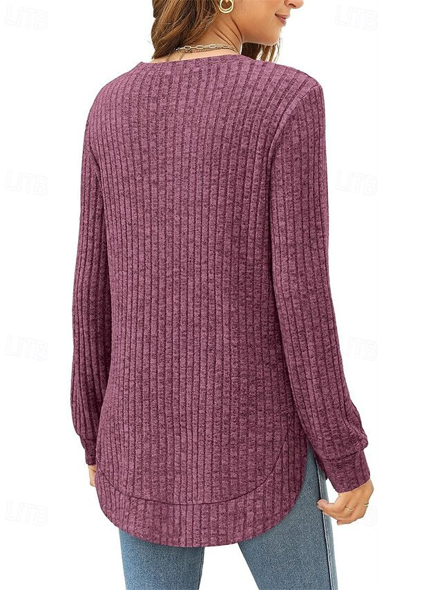 Women's Texture Blouse T Shirt Tee Top Asymmetrical Plain