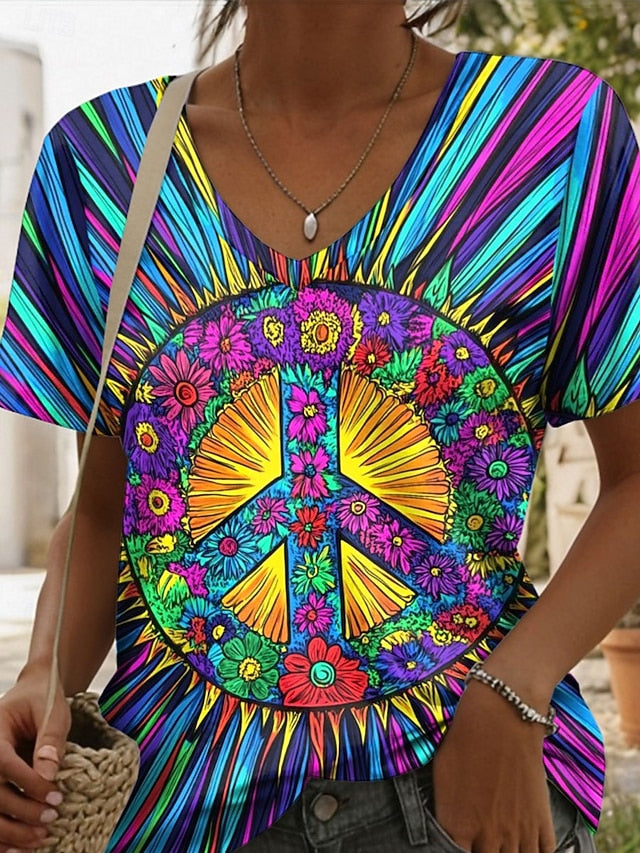 Women's T Shirt Ombre Graphic Tie Dye Vintage Stylish