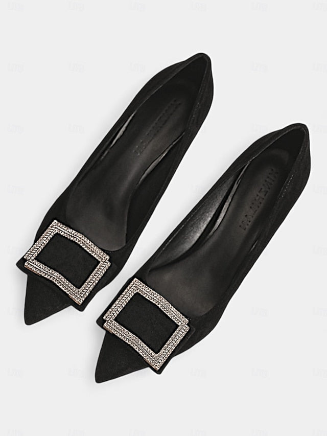 Elegant – Heels Toe Women's Pointed Champagne Buckle