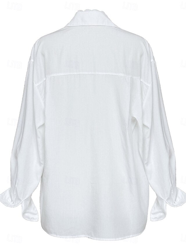 Women's Casual Shirt Button Up Shirt Blouse Lace Patchwork