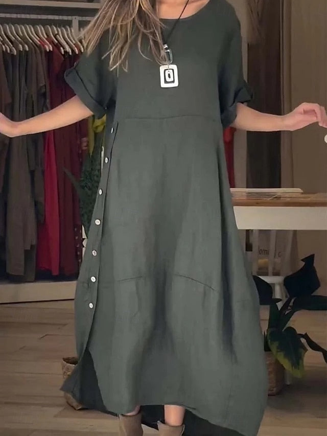 Women's Mini Dress Cotton Blend Casual Dress Plain Dress