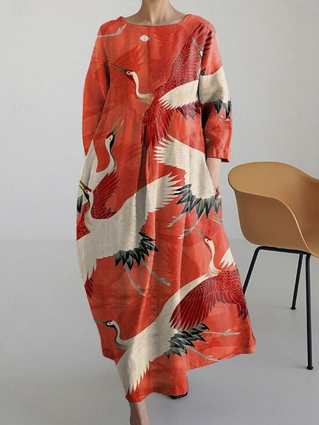 Women's Maxi Dress Faux Cotton Linen Elegant Casual Daily