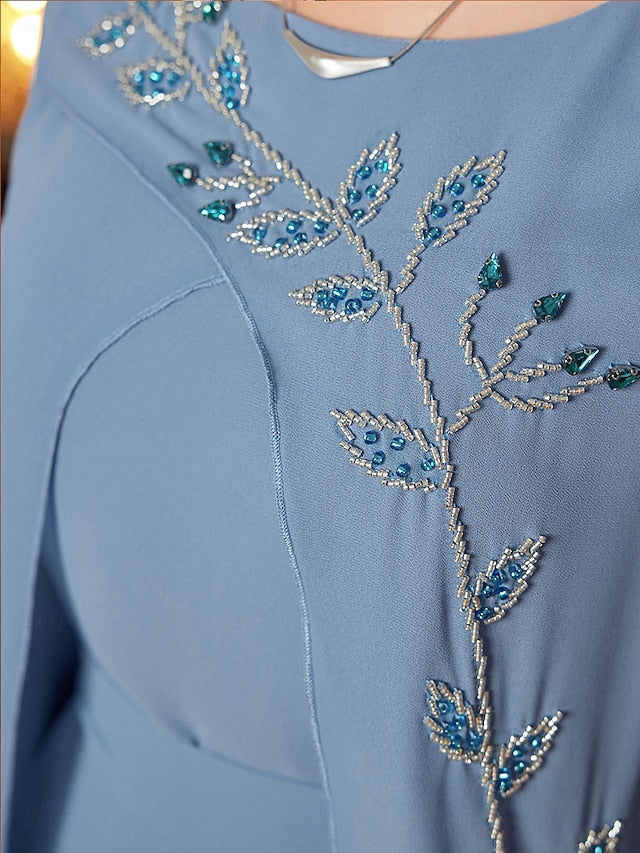 Neck Bride Elegant A-Line Floor Dress V the of Length Mother