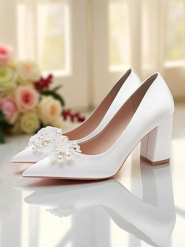 and Wedding White with Women's Heels Pearl Crystal