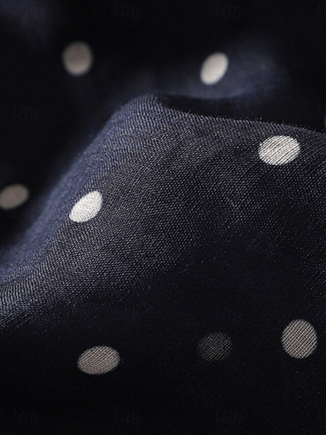 Women's Shirt Blouse Long Sleeve Tops Patchwork Polka Dot